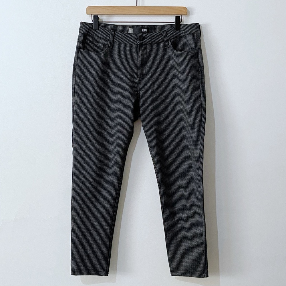 Kut From The Kloth Gray Black Houndstooth Donna Ankle Skinny Pants 12 Petite
